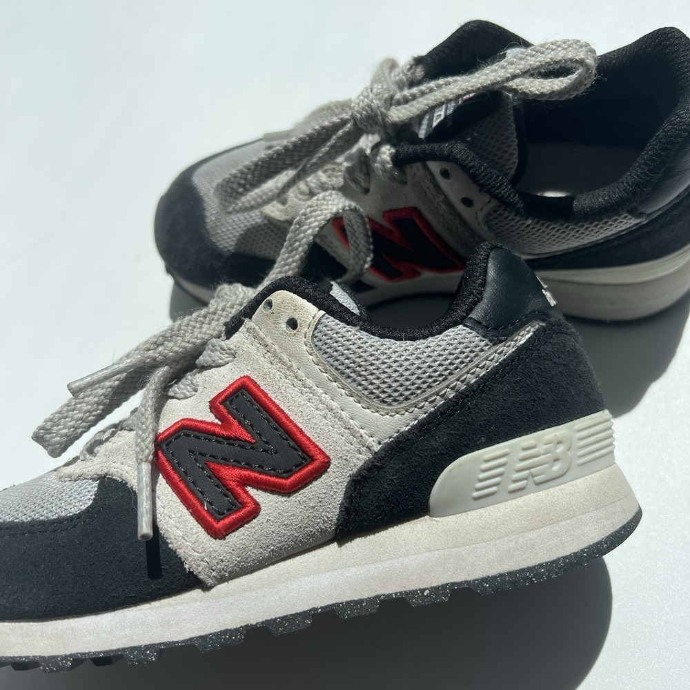 New Balance Kids Boys Size 12 574 Gray Black Red Sneakers School Walking Comfort - Picture 4 of 12
